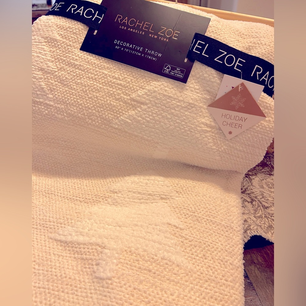 NEW Rachel Zoe Monochrome Christmas Trees Throw Blanket NWOT